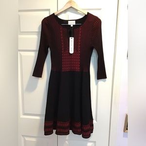 Olive & Oak red and black sweater dress size L NWT